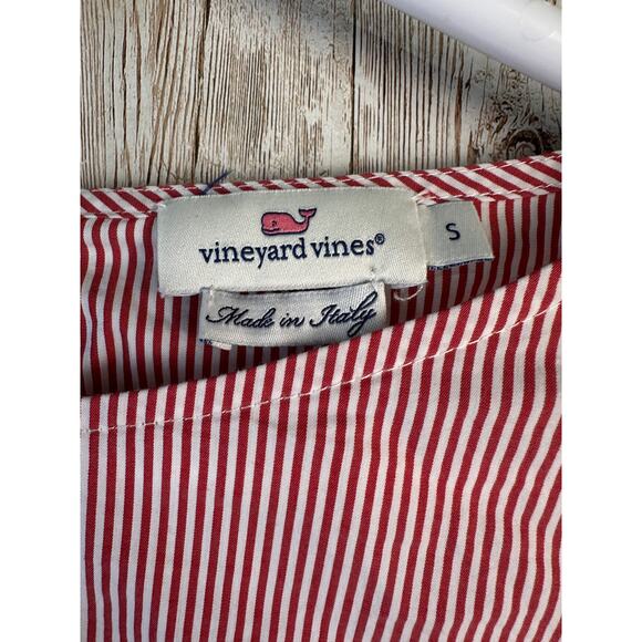 Vineyard Vines Shirt Womens S Red White Striped Keyhole Back Flutter Sleeves - Picture 8 of 11